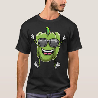 Camiseta Pimiento Verde Bailarín Con Gafas De Sol Capsicum