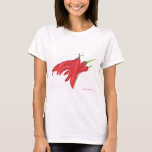 Camiseta Pimientos de chile rojo caliente verduras acuática
