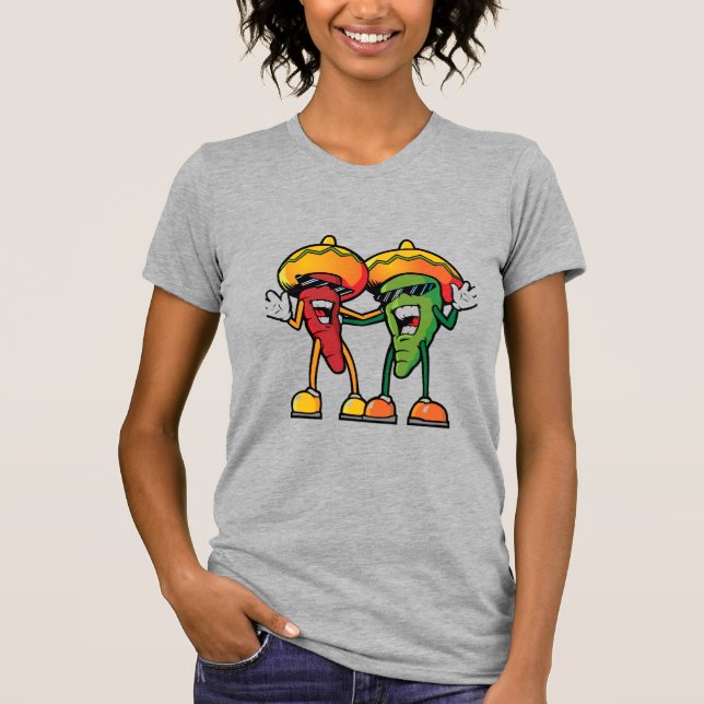 Camiseta Pimientos picantes de dibujos animados (Anverso)