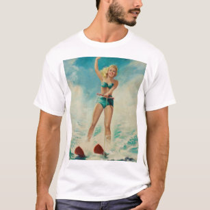 Camiseta Pin del esquí acuático del chica encima del arte