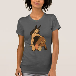 Camiseta Pin-Up de Pascua - Chica de conejito sensual con C