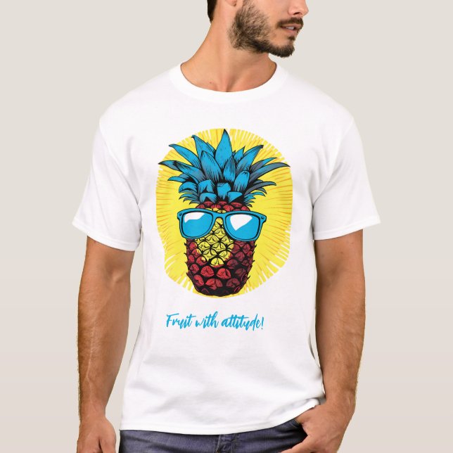 Camiseta Piña al estilo del arte pop con gafas de sol azule (Anverso)