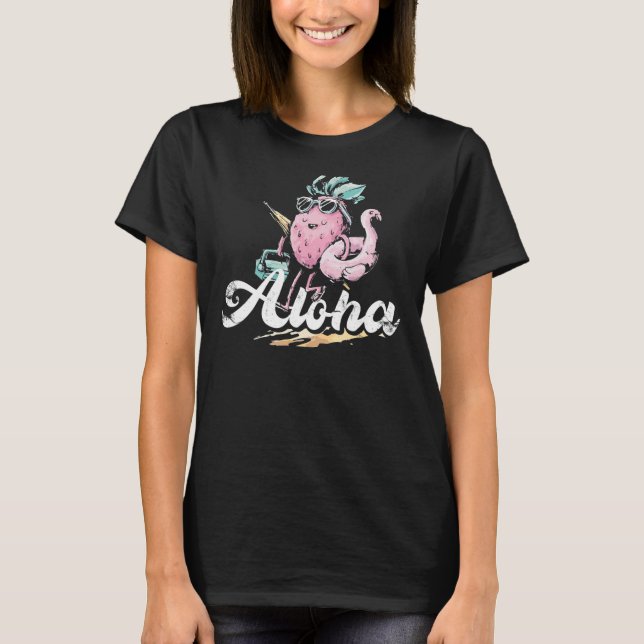 Camiseta Piña Aloha Y Flamingo Para Ananas Playa (Anverso)