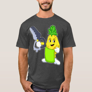 Camiseta Piña como peluquero con tijera Razor