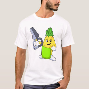 Camiseta Piña como peluquero con tijeras y Razor