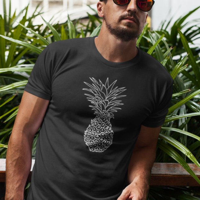 Camiseta Piña Contorno Blanco Negro Tropical (Subido por el creador)