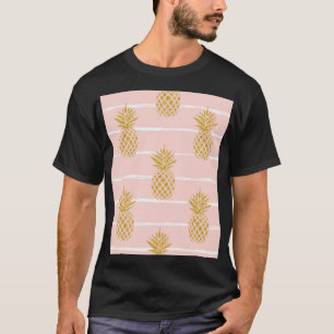 Camiseta Piña de oro, fondo de verano rayado.