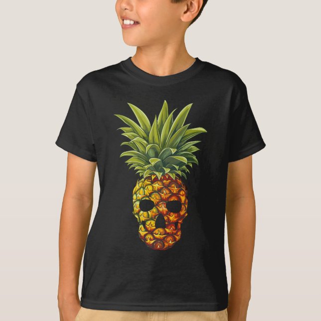 Camiseta Piña Divertida Fruta Cráneo  (Anverso)