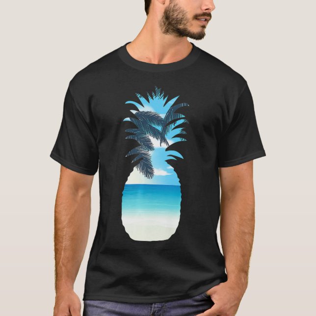 Camiseta Piña En Una Playa Guay Fruto Tropical Tee Chick (Anverso)