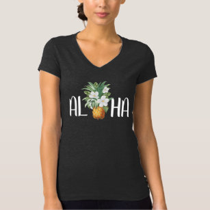 Camiseta Piña floral blanca de la hawaiana