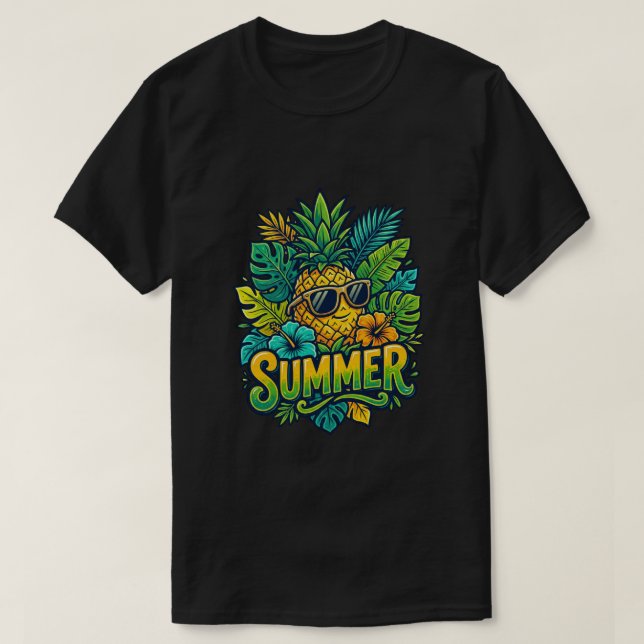Camiseta Piña Fresca con Gafas de Sol - verano adorable  (Diseño del anverso)