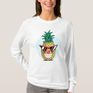 Camiseta Piña sonriente con gafas de sol y nariz de payaso