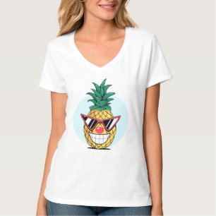 Camiseta Piña sonriente con gafas de sol y nariz de payaso