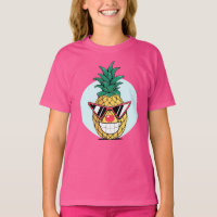Piña sonriente con gafas de sol y nariz de payaso