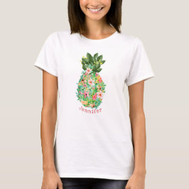 Camiseta Piña Tropical Floral Personalizada Nombre
