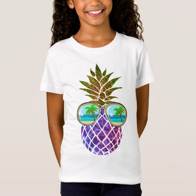 Camiseta Piña tropical rosa púrpura (Anverso)