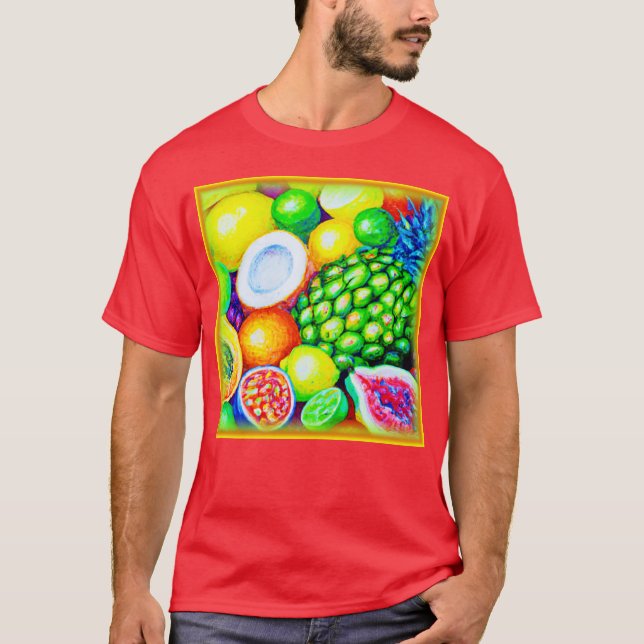Camiseta Piña y fruta tropical. ¡Hazte con una en Zazzle (Anverso)