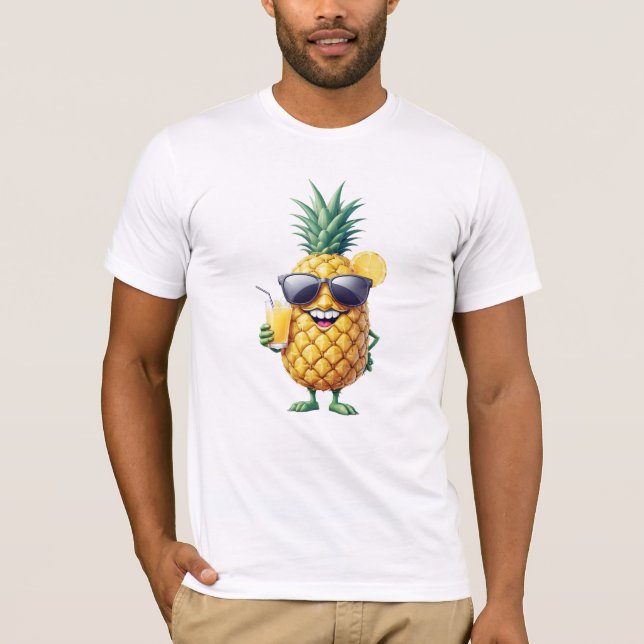 Camiseta Pinapple Divertido Vacaciones Alegres Bebidas Trop (Anverso)