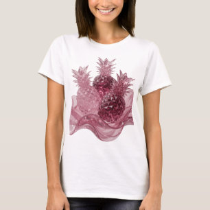 Camiseta Piñas de vidrio rosa plateadas en relieve 3D