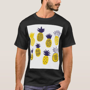 Camiseta Piñas minimalistas, diseño colorido abstracto.