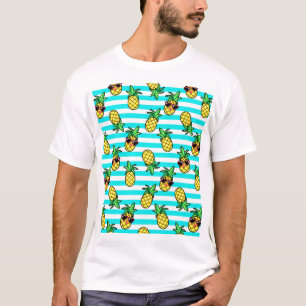 Camiseta Piñas Tropicales: Patrón Retro de Gafas de Sol.