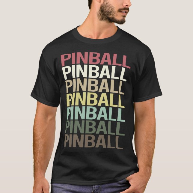 Camiseta Pinball de texto colorido (Anverso)