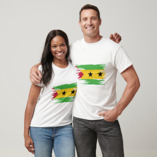 Camiseta Pincel de bandera de Santo Tomé y Príncipe