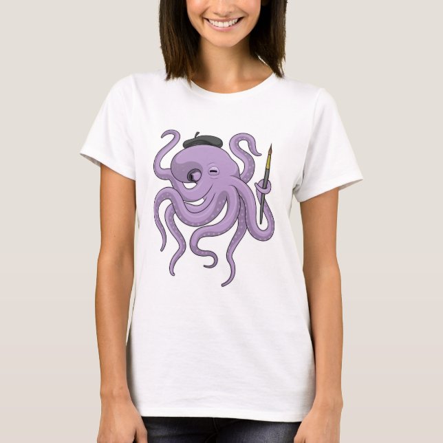 Camiseta Pincel de pintador de pulpo (Anverso)