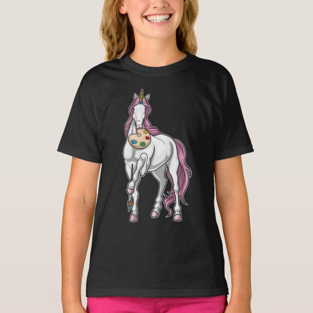 Camiseta Pincel de pintador de unicornio (Anverso)