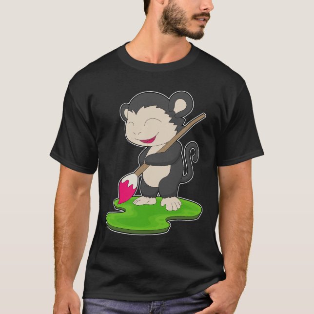 Camiseta Pincel de pintor de mono pintando (Anverso)