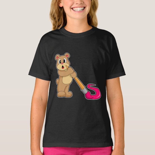 Camiseta Pincel de pintura de oso (Anverso)
