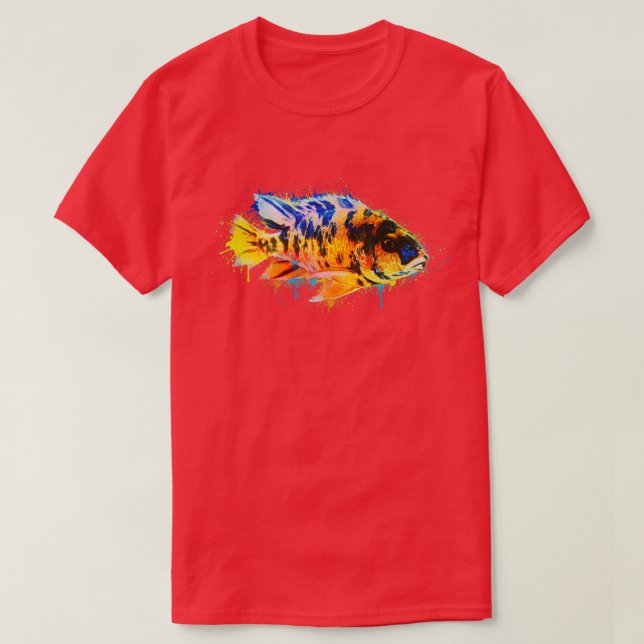 Camiseta Pincel de pintura de pescado colorido (Diseño del anverso)