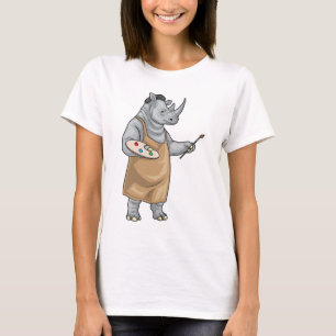 Camiseta Pincel de pintura para pintor de rinoceronte