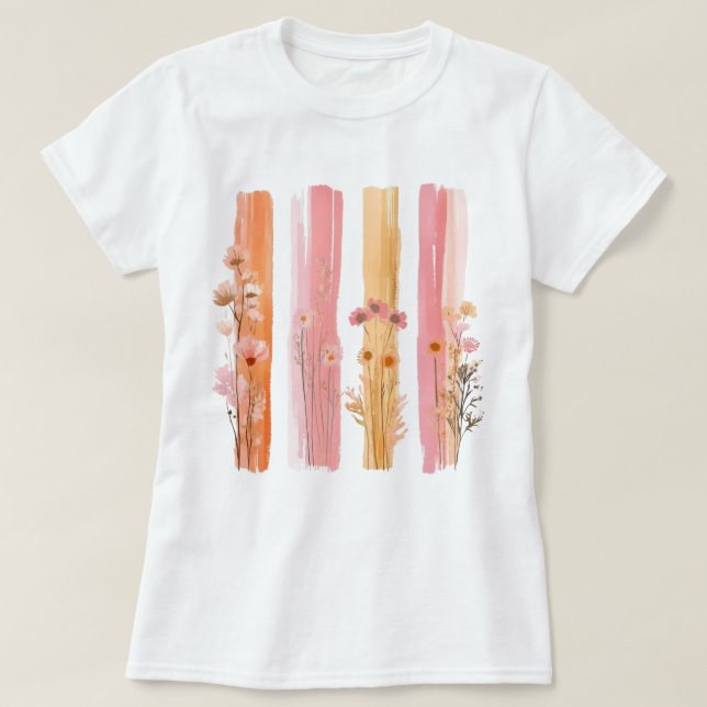 Camiseta Pincel floral de bonito (Diseño del anverso)