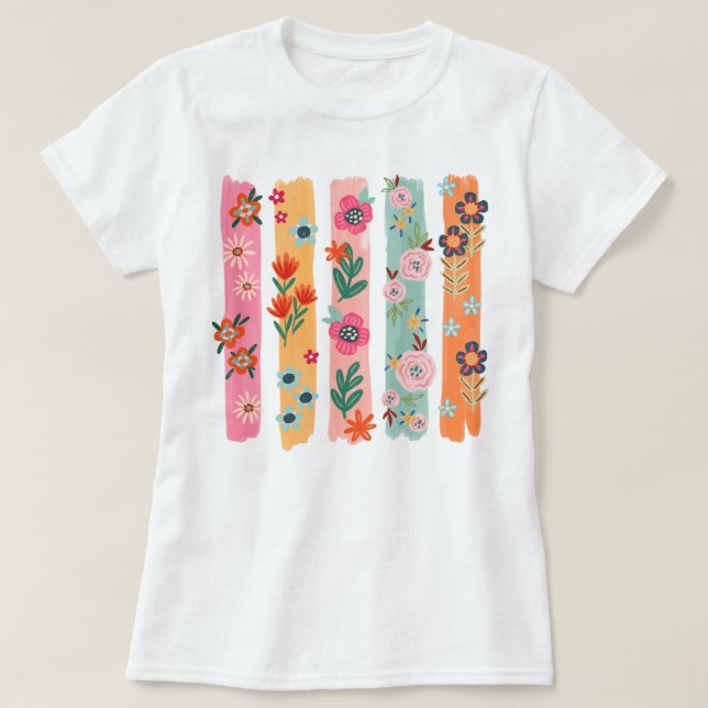 Camiseta Pincel floral de bonito (Diseño del anverso)