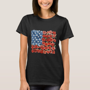 Camiseta Pincelada De Flor Bandera De América 4 De Julio Fl