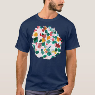 Camiseta Pinceladas abstractas pintando verde rojo
