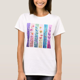CAMISETA PINCELADAS BONITAS FLORES SILVESTRES PASTEL