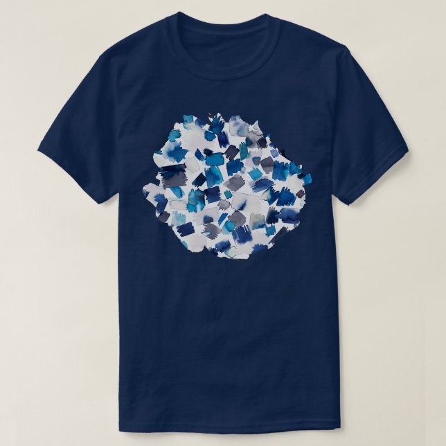Camiseta Pinceladas de pincel abstractas Pintando azul (Diseño del anverso)