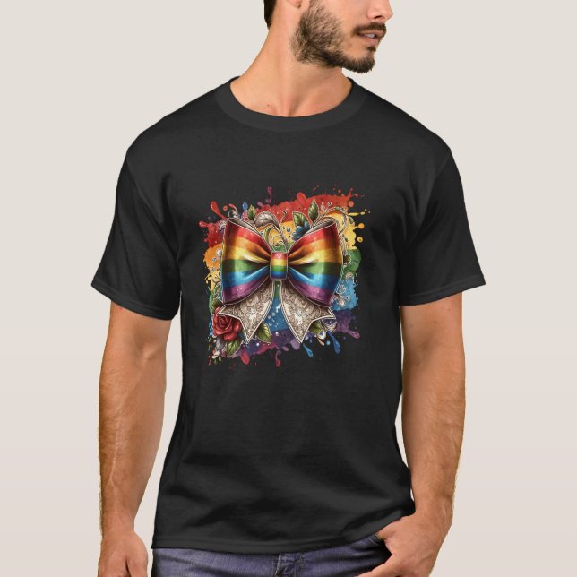 Camiseta Pinceladas y salpicaduras de arcoíris gráfico (Anverso)