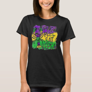 Camiseta Pinch Peel Eat Repeat Crawfish Mardi Gras Lobster