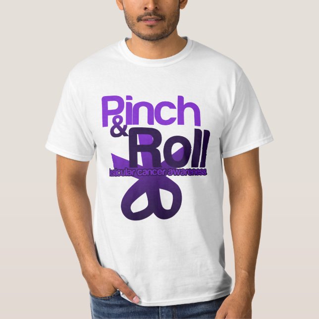 Camiseta Pinch y Roll para la Conciencia Testicular sobre e (Anverso)