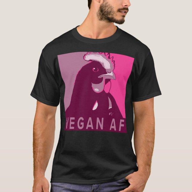 Camiseta Pinche de pollo inspirado en arte pop rosa Vegan A (Anverso)