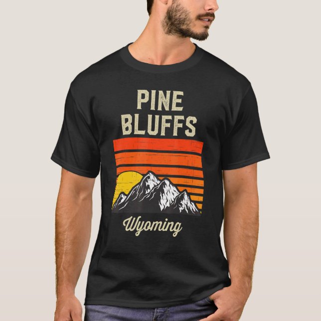Camiseta Pine Bluffs Wyoming Retro City State Estados Unido (Anverso)