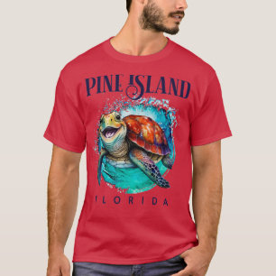 Camiseta Pine Island Florida Acuarela Feliz Turba de Mar