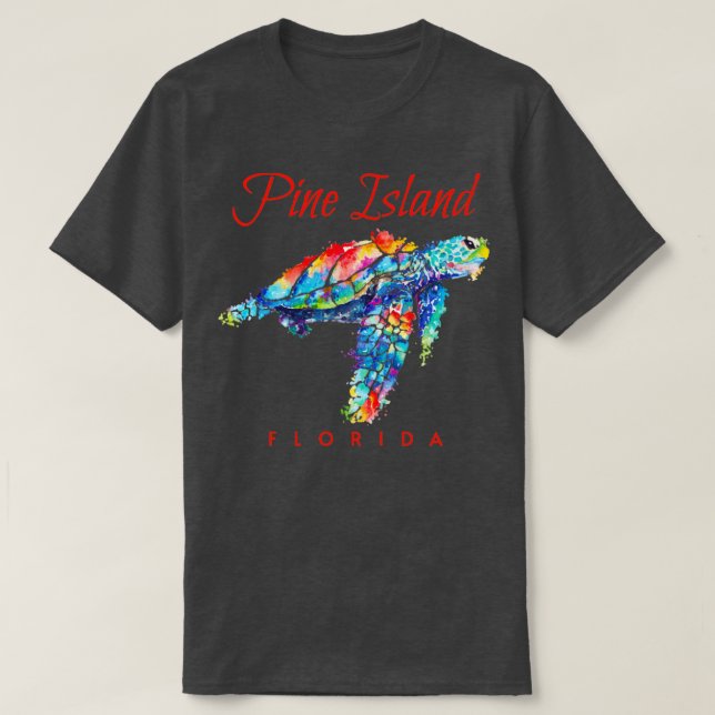 Camiseta Pine Island Florida Watercolor Sea Turve (Diseño del anverso)