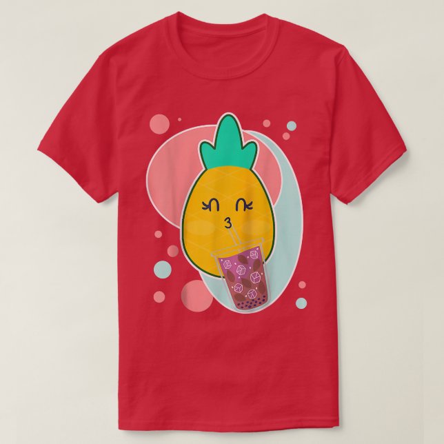Camiseta Pineapple Boba Tea Bubble Milk Tea Cute Cartoon Fr (Diseño del anverso)