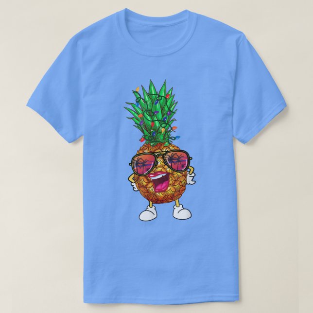 Camiseta Pineapple Christmas Tree Ilumina gafas de sol (Diseño del anverso)