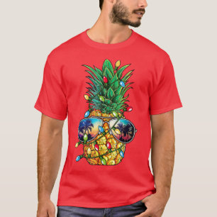 Camiseta Pineapple Christmas Tree Lights Xmas Men Gira el S