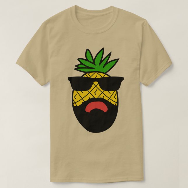 Camiseta Pineapple Gafas de sol Moda de fruta con barba 2 (Diseño del anverso)